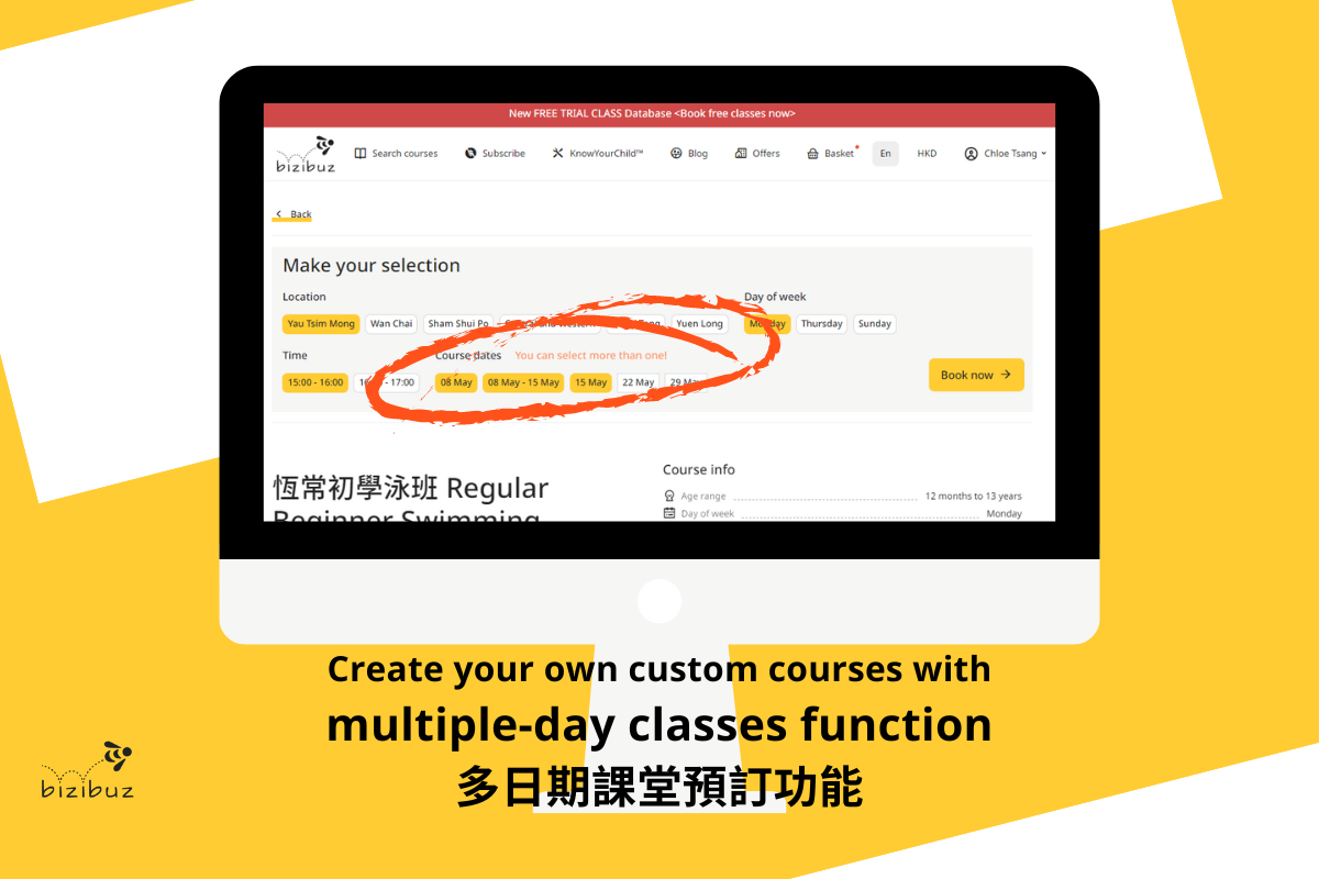 Create your own custom courses with multiple-day classes